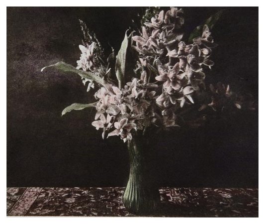 Green Vase and Flowers image 11x14